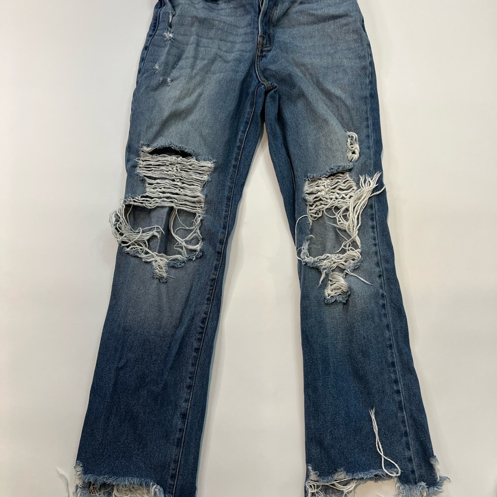 CELLO, Complicated Feelings,High-Rise Distressed Mom Jeans in Medium Denim 11 - Picture 2 of 9